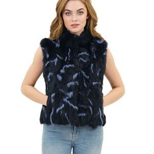 LOVE TOKEN Mockneck Genuine Real Rabbit Fur Vest